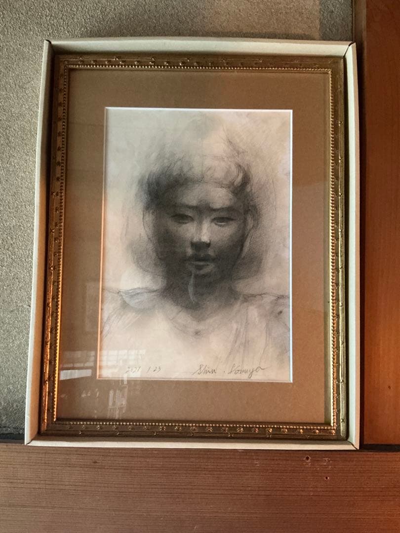 興福寺　阿修羅像　鉛筆デッサン　額装済