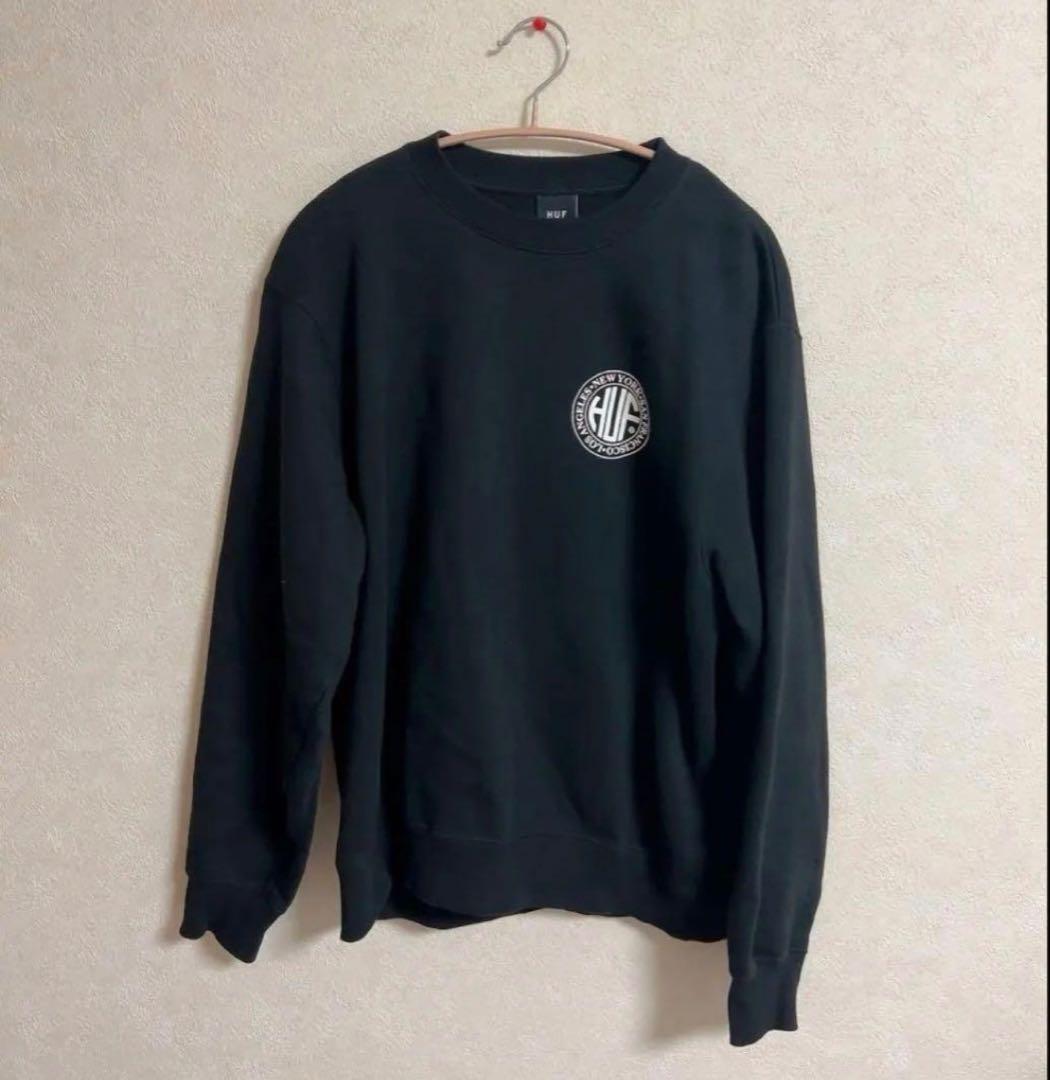 HUF ブラック 裏起毛 スウェット トレーナー M