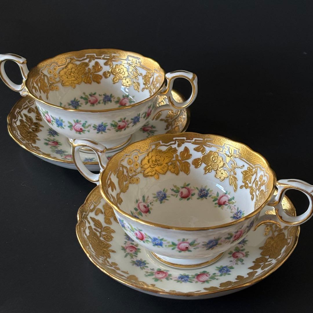 ハマースレイ　薔薇　金彩　スープカップ　2客セット