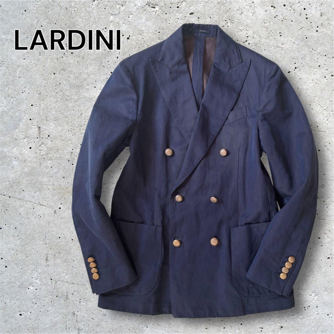 LARDINI ラルディーニ リネンコットン ダブル 紺ブレザー 金ボタン