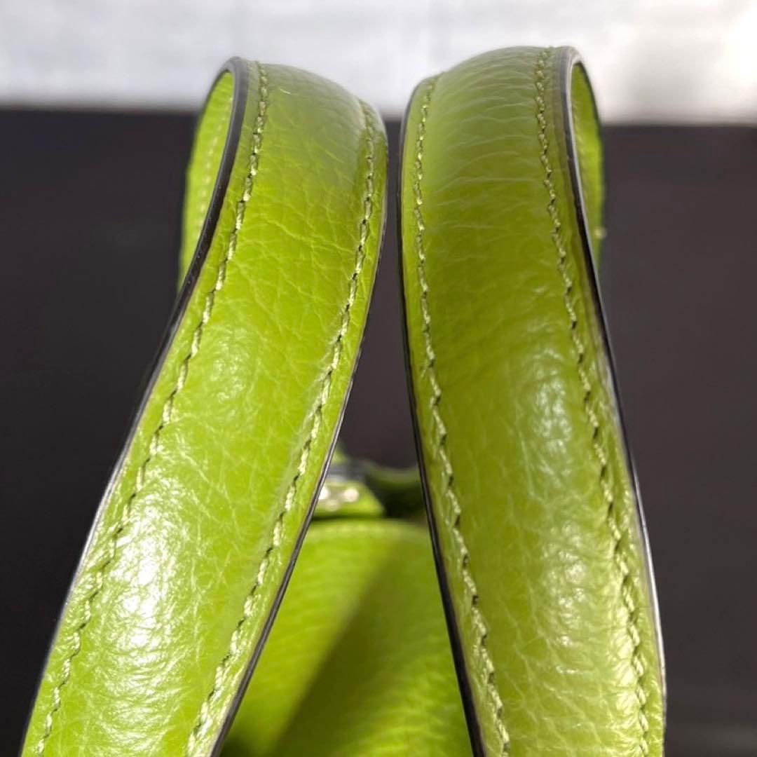 専用品WAKO 銀座和光 シボ革 レザー イエローグリーン ハンドバッグ