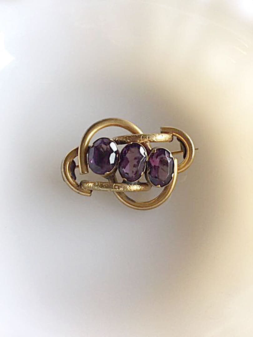 アンティーク ヴィクトリアン ゴールド　アメシスト ブローチ