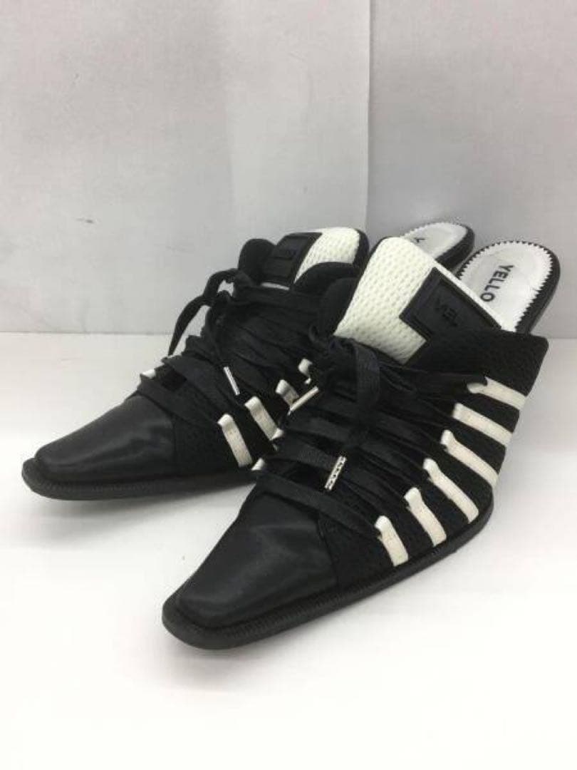 yellowブラック/ホワイト ストライプ ミュール