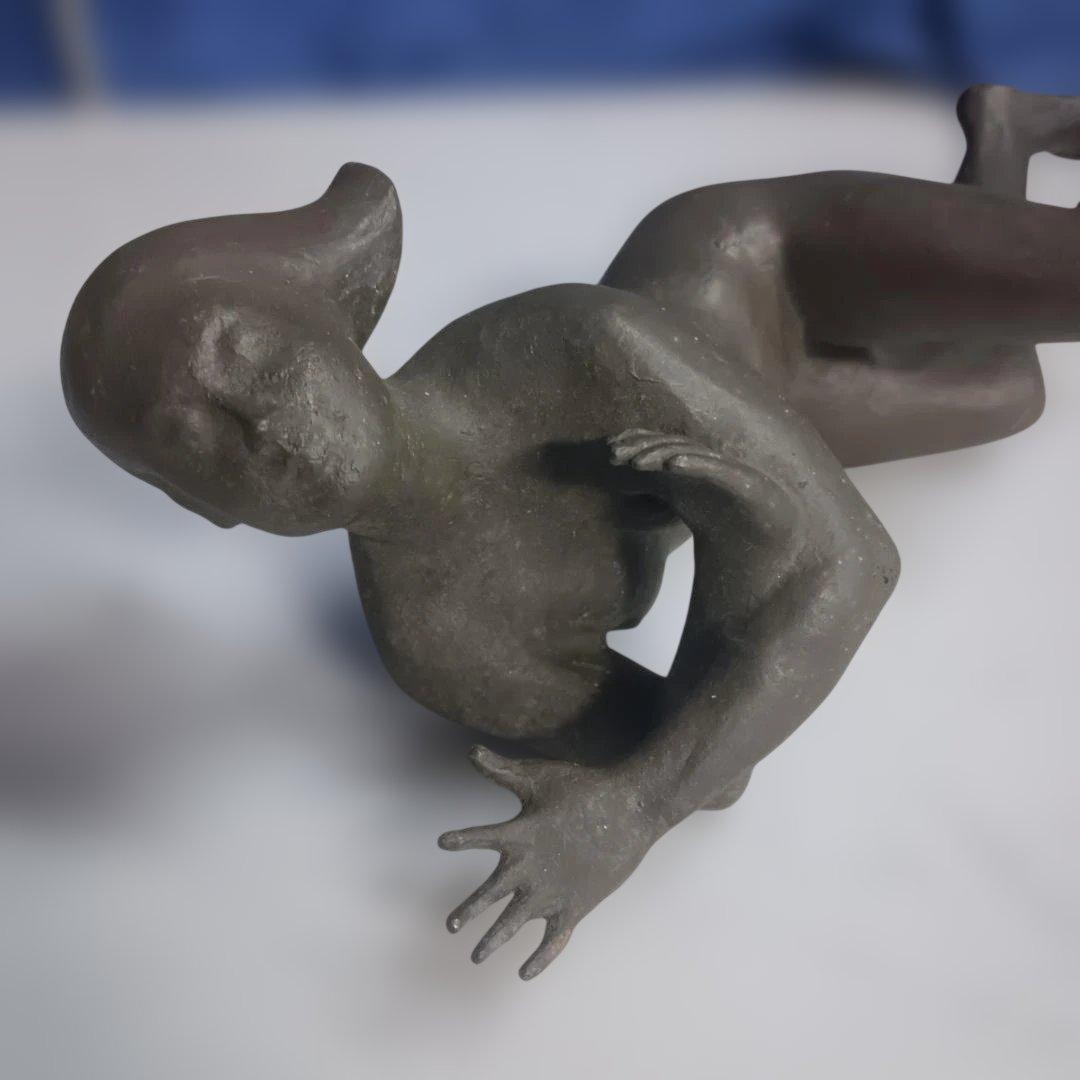 ６１１２）ブロンズ像 律動 館野弘青　裸婦像 約２７ｃｍ