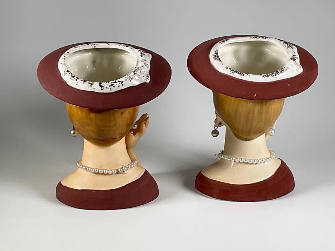 60sヴィンテージ　レディヘッドベース　陶器 花瓶　日本製　2点