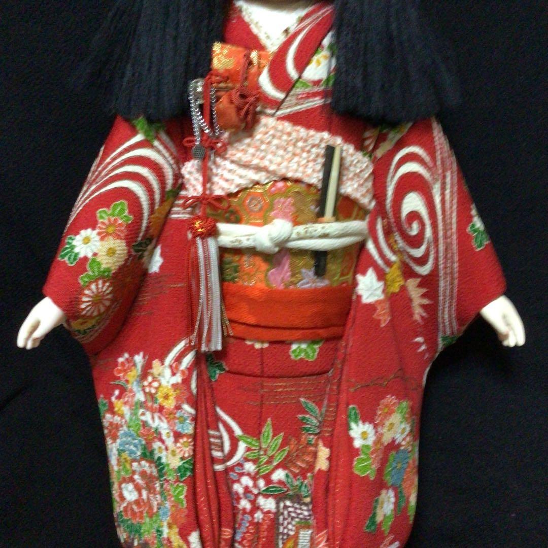 市松人形 赤色の着物　３体まとめ売り　極美品