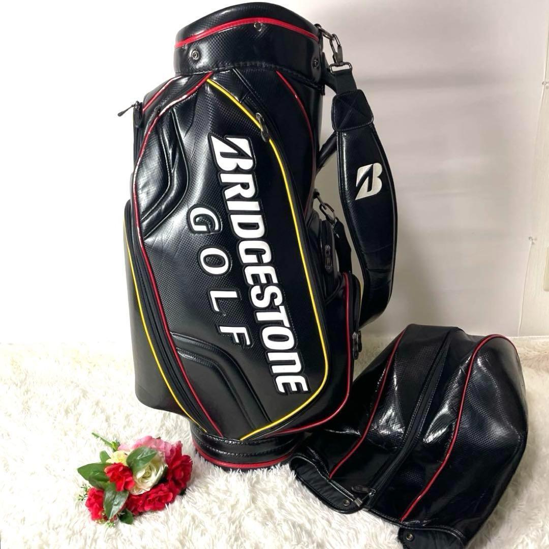 良品✨ブリヂストン カート式キャディバッグ 中~大型 近年モデル 軽量 黒白赤黄