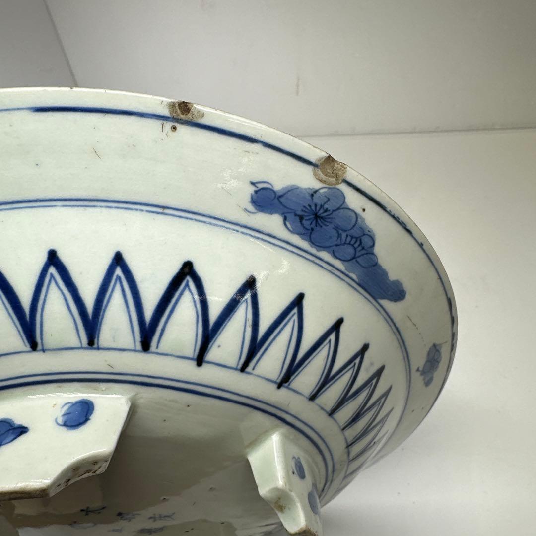 古伊万里　染付台皿2枚　木箱付　直径約25㎝東Y7-0424☆2Fトヒトカ