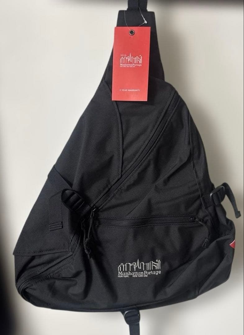 新品未使用タグ付きManhattan Portage ブラックボディバッグ