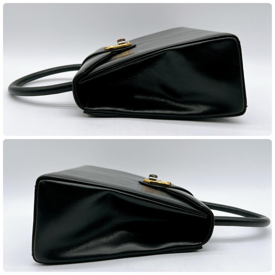 WAKO カーフレザー ターンロック金具 フォーマルバッグ ブラック f528