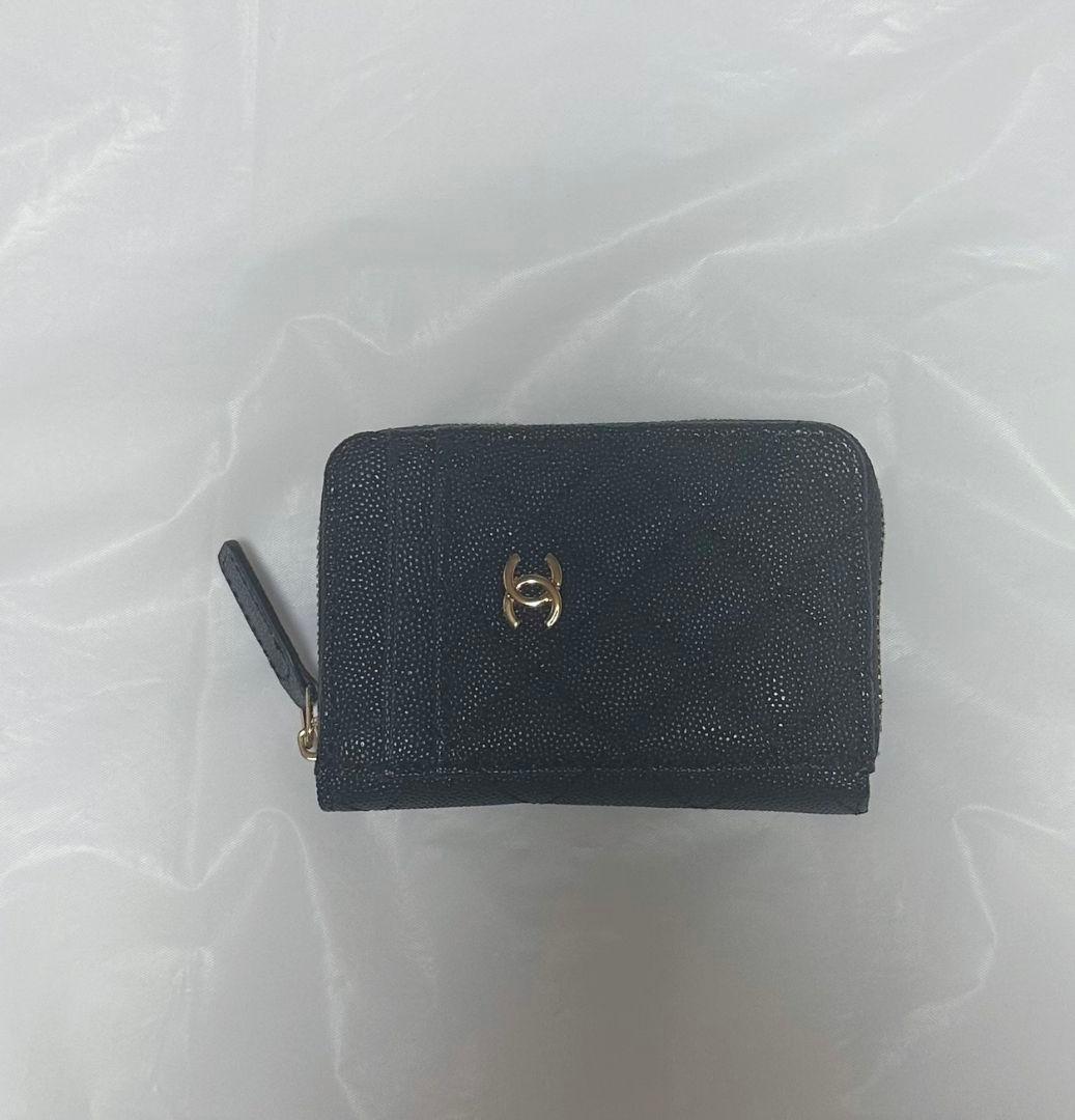 CHANEL ブラック本革レザーケース財布新品