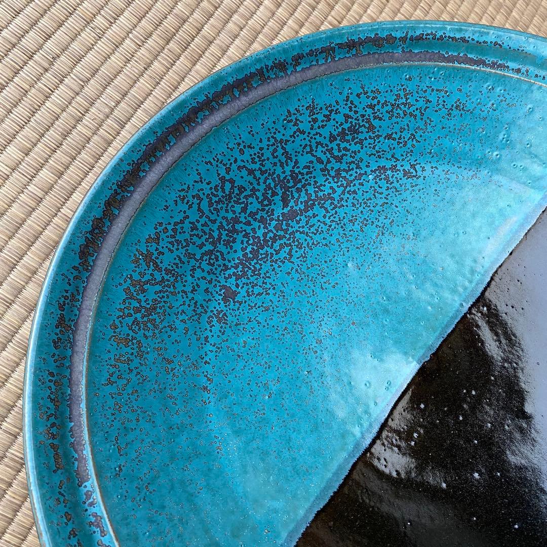 希少 牛ノ戸焼 掛け分け 大皿 特大サイズ 吉田璋也 民藝 柳宗悦 鳥取民芸