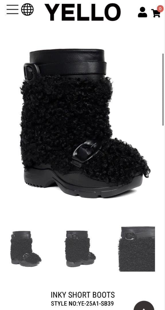 YELLO INKY SHORT BOOTS ブラック