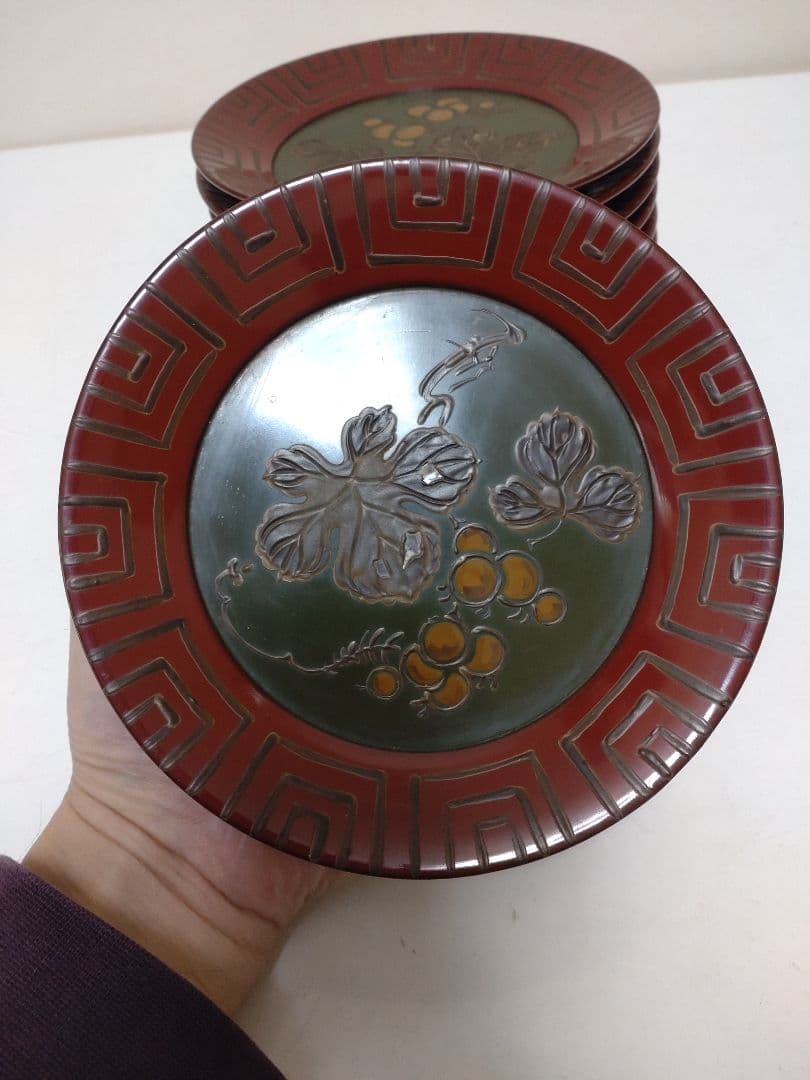 李朝 漆器 皿 螺鈿 11枚 美術 骨董 茶道具