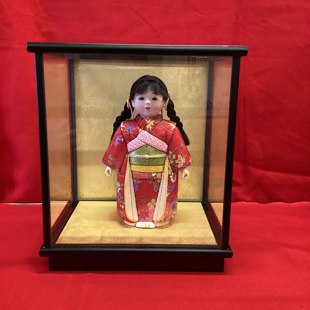 木目込市松人形　三つ編み　4号　ケース付き　東玉