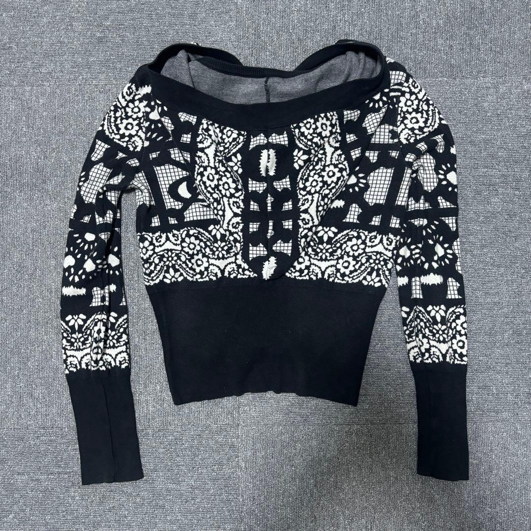 Vivienne westwood 変形カーディガン フード付き ドクロ柄