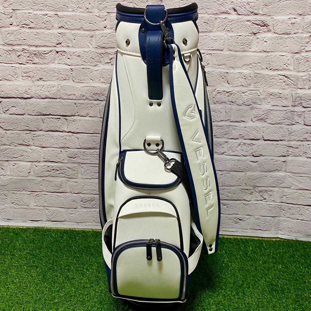 Vessel ベゼル キャディバッグ ホワイト ネイビー 白 ゴルフバッグ