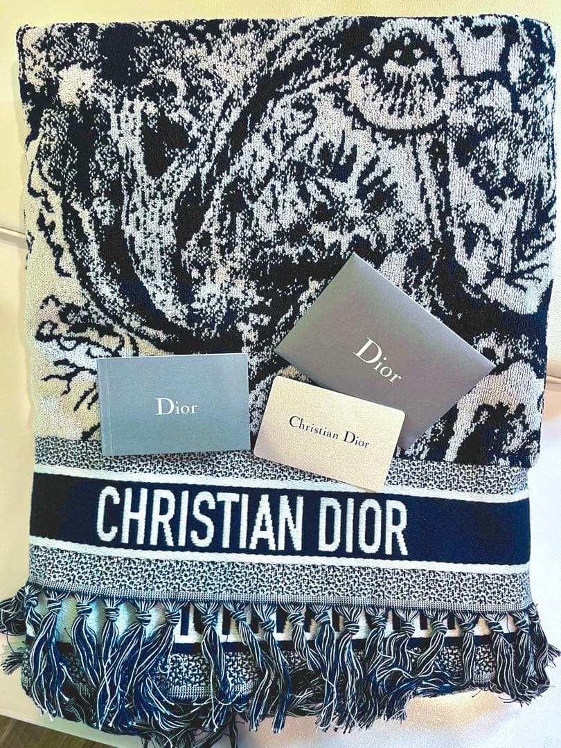 クリスチャン ディオール CHRISITIAN DIOR ビーチタオル ネイビー
