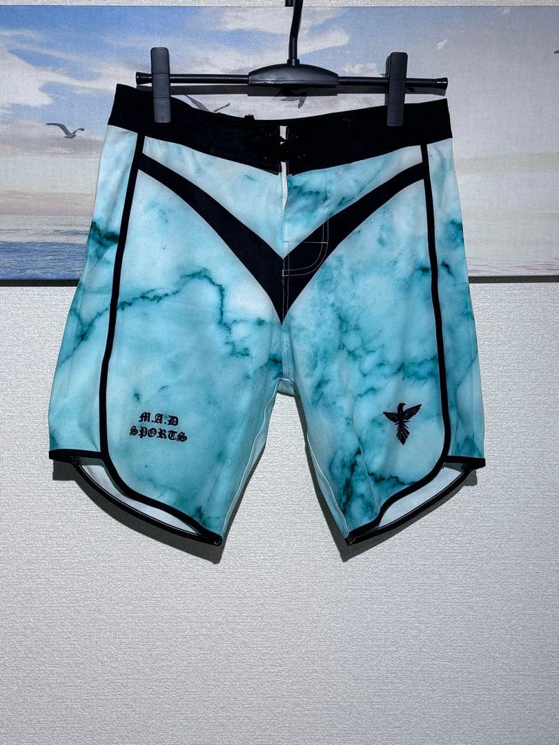 M.A.D SPORTS マーブルブルー サーフパンツ　28インチ
