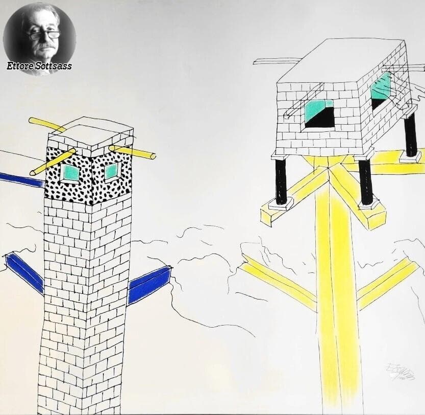〖エットーレ・ソットサス〗ドローイング Architektur 1992 展望台