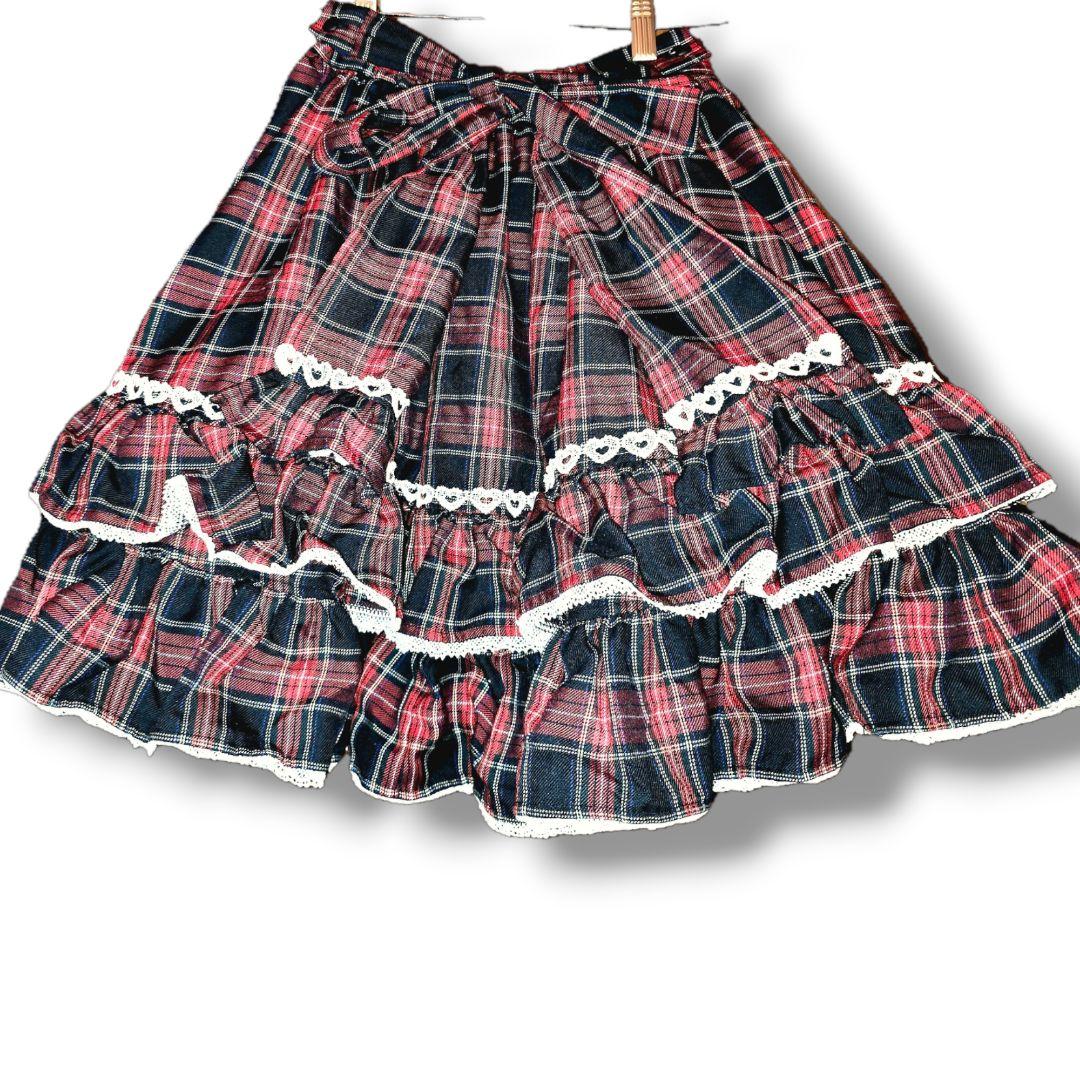 Angelic Pretty チェック柄　フリル　スカート　ロリータ　ハート