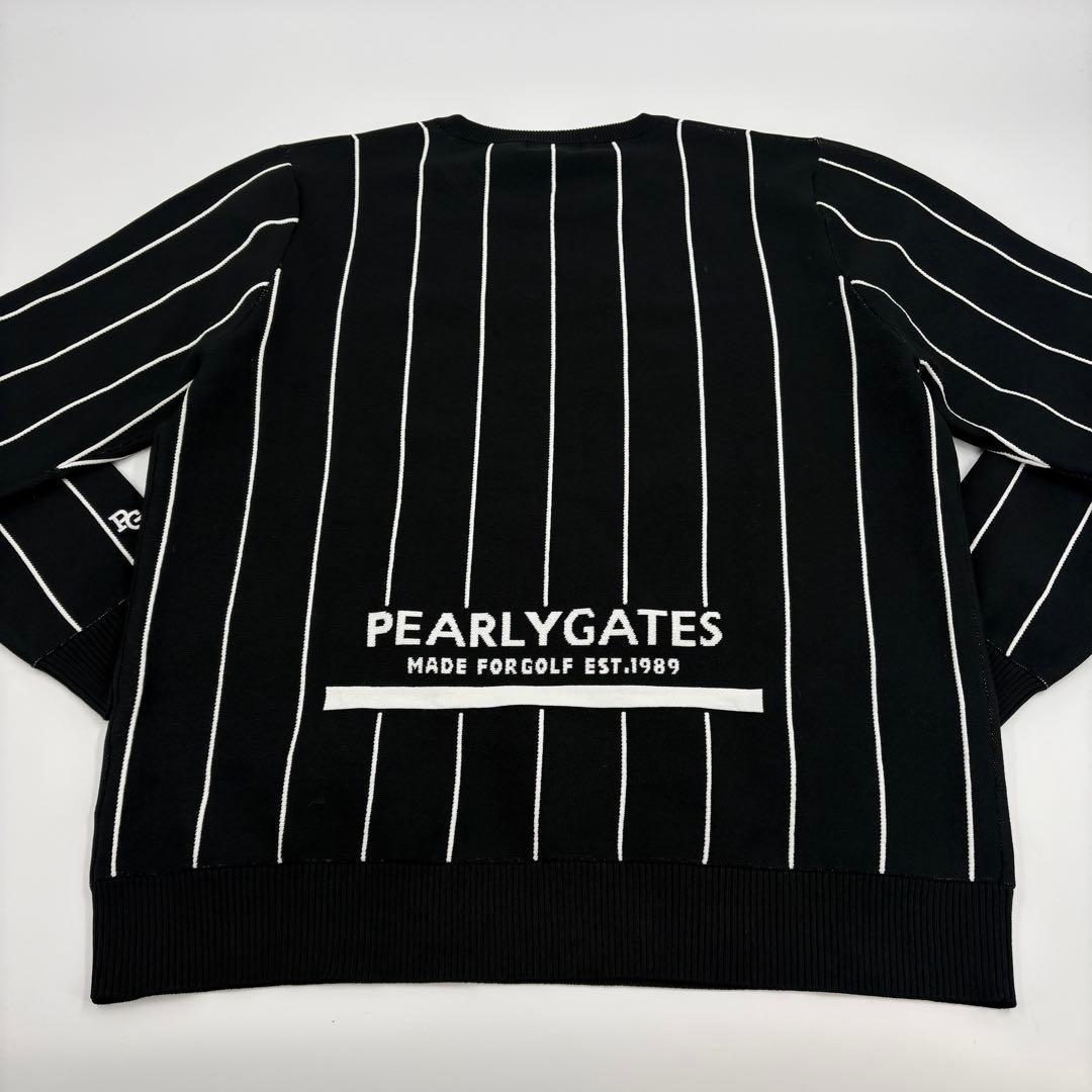 美品　パーリーゲイツ ゴルフ ニット セーター 6 XL 黒 ストライプ 924
