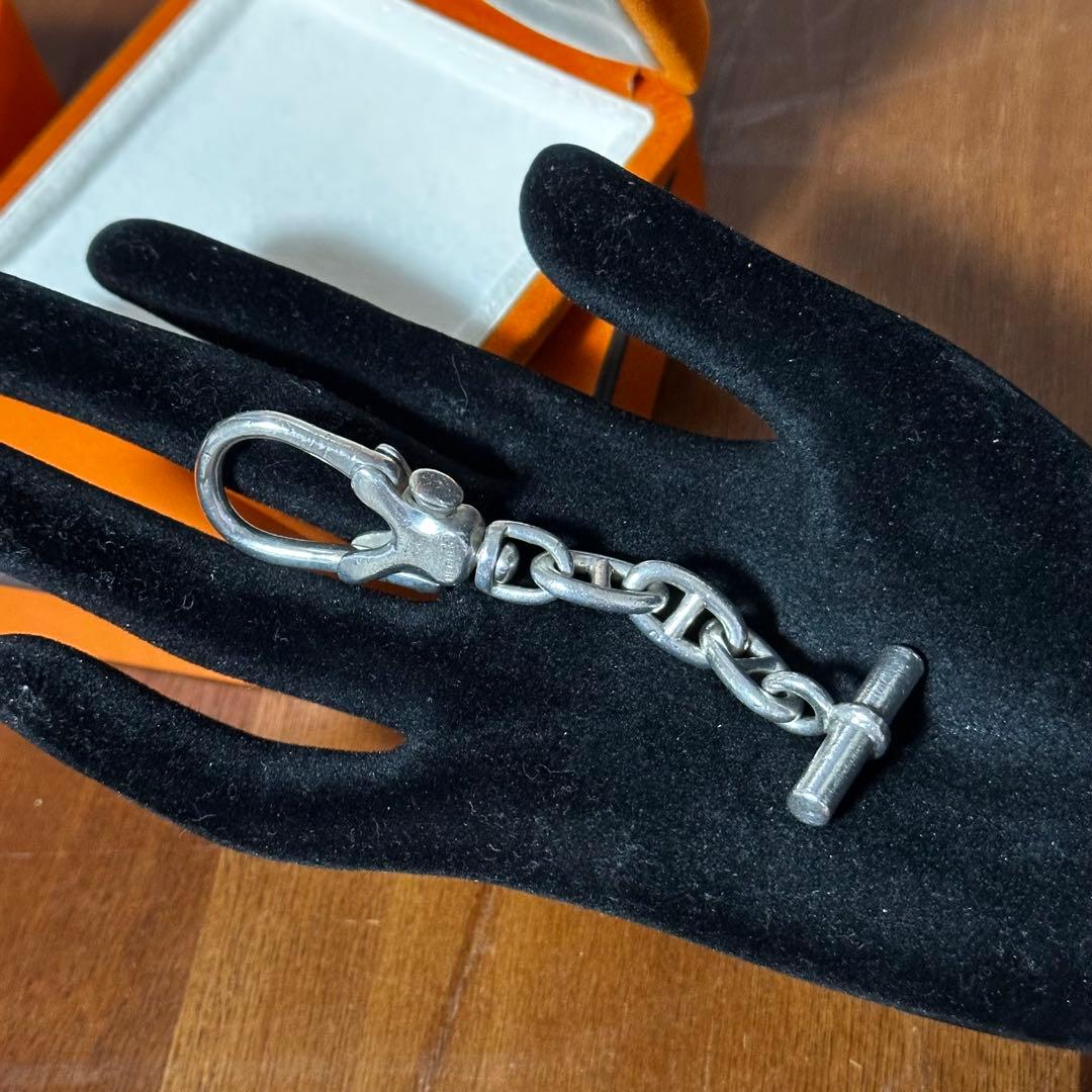 エルメス　ヴィンテージ　シェーヌダンクル　キーホルダー　キーリング　SV925