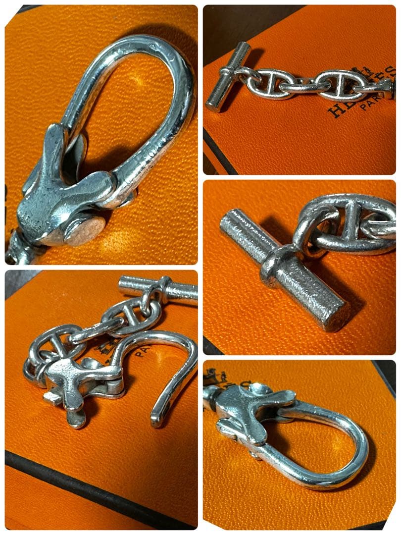 エルメス　ヴィンテージ　シェーヌダンクル　キーホルダー　キーリング　SV925