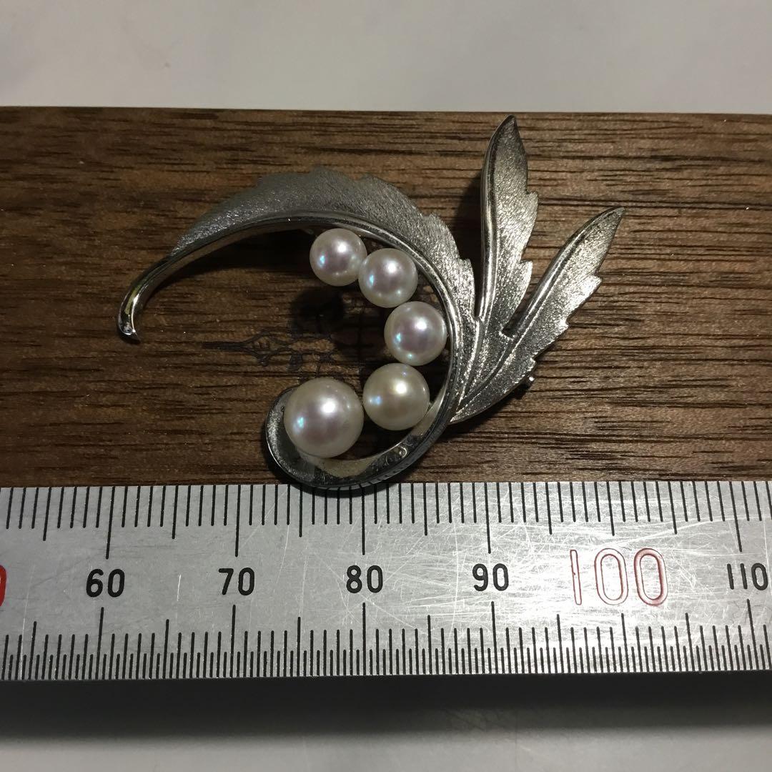 ミキモト　シルバー　天然あこや本真珠　アンティーク　ブローチ