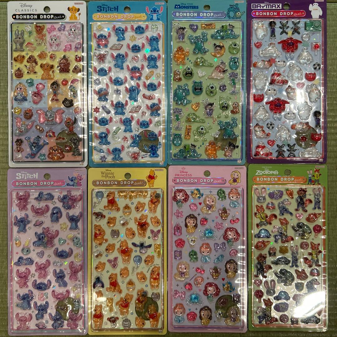 国内完全正規品　ボンボンドロップシール　ディズニー8種セット