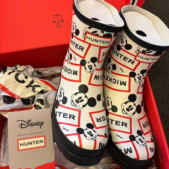 値下げ終【新品未使用】ハンター×ミッキー レインブーツ　US7