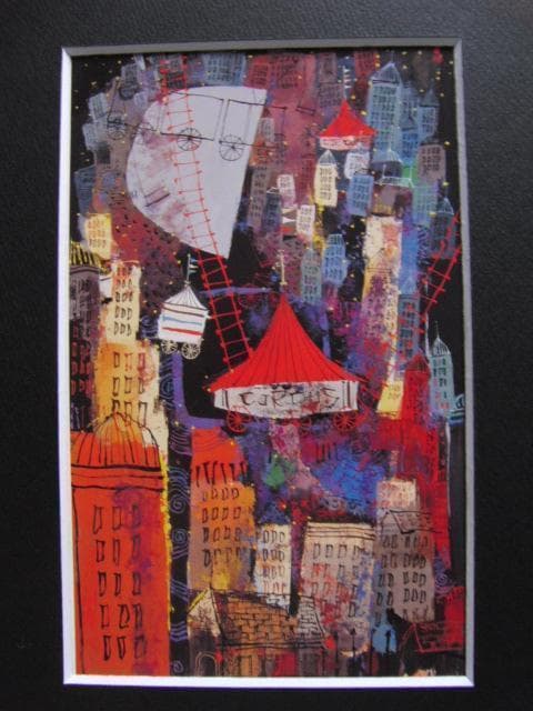 早川義孝、月とサーカス、希少な画集より、新品高級額、額装付、状態良好