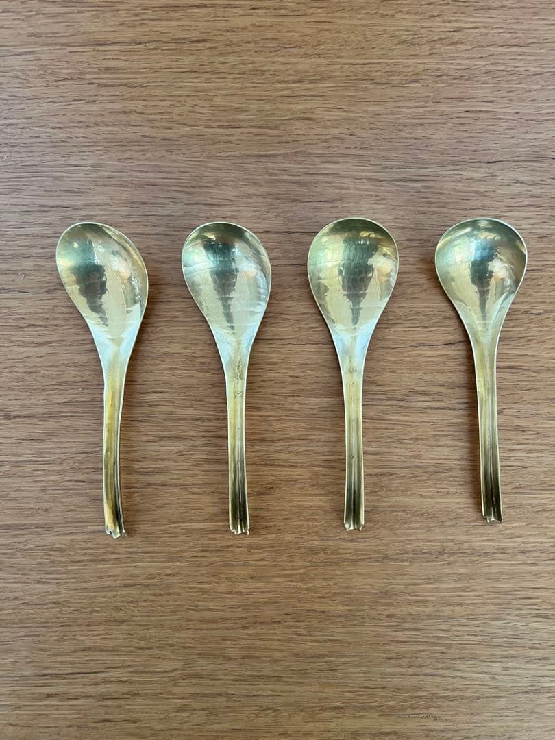 有次　真鍮　共柄チリレンゲ　4本セット