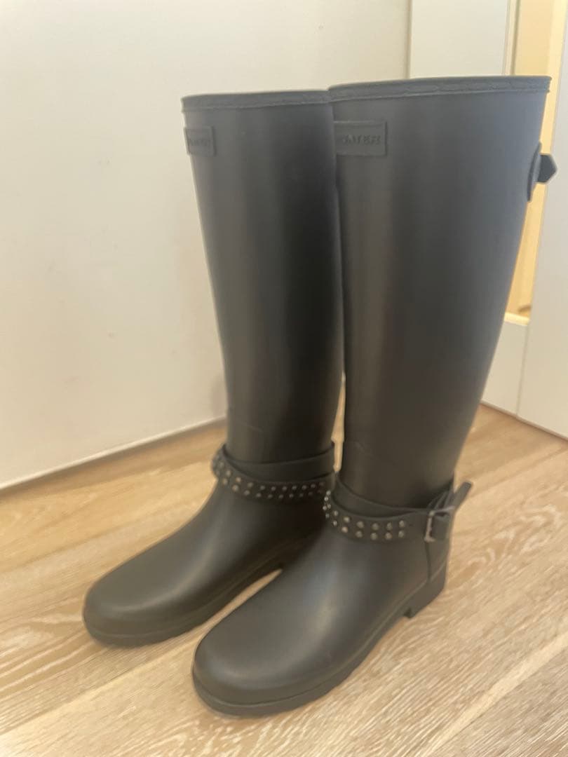 HUNTER ブラック レインブーツ スタッズ付き