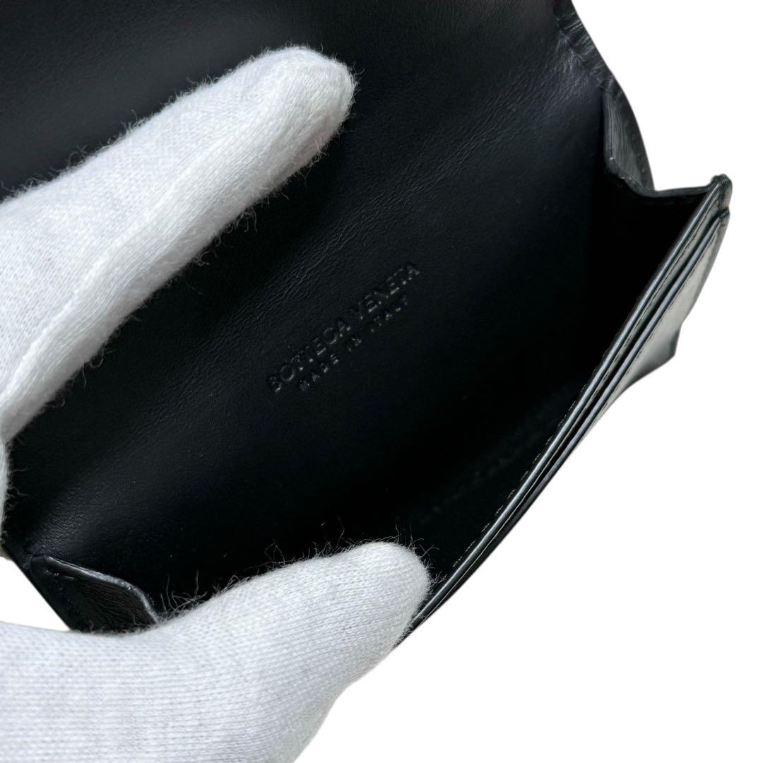 ボッテガヴェネタ 現行 カセット マキシイントレチャート 名刺入れ レザー 黒