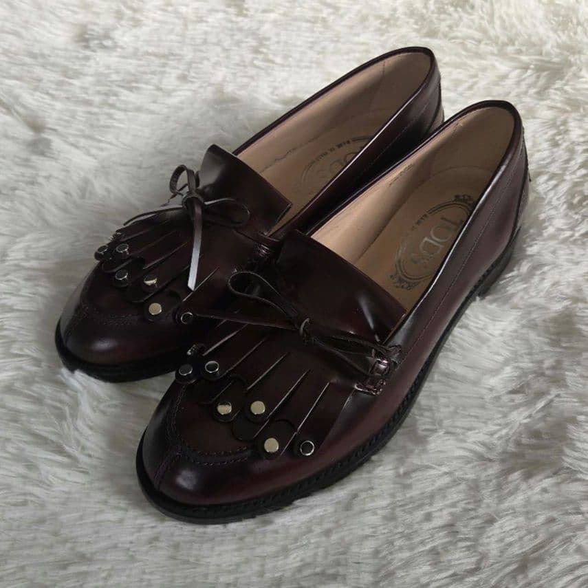 TOD'S タッセルローファー　バーガンディー　24cm