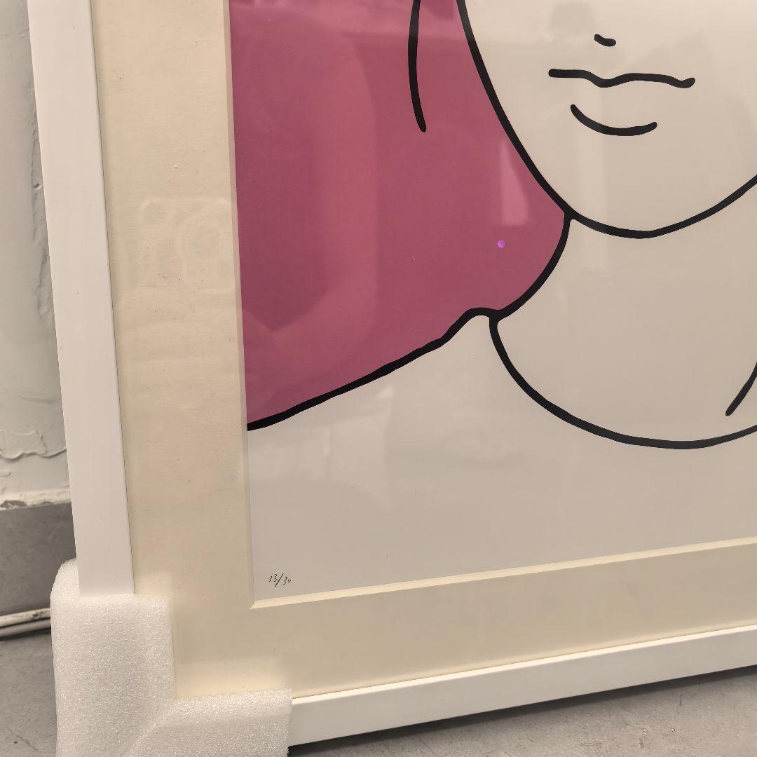 Kyne版画 村上隆 女性の顔 ピンク背景