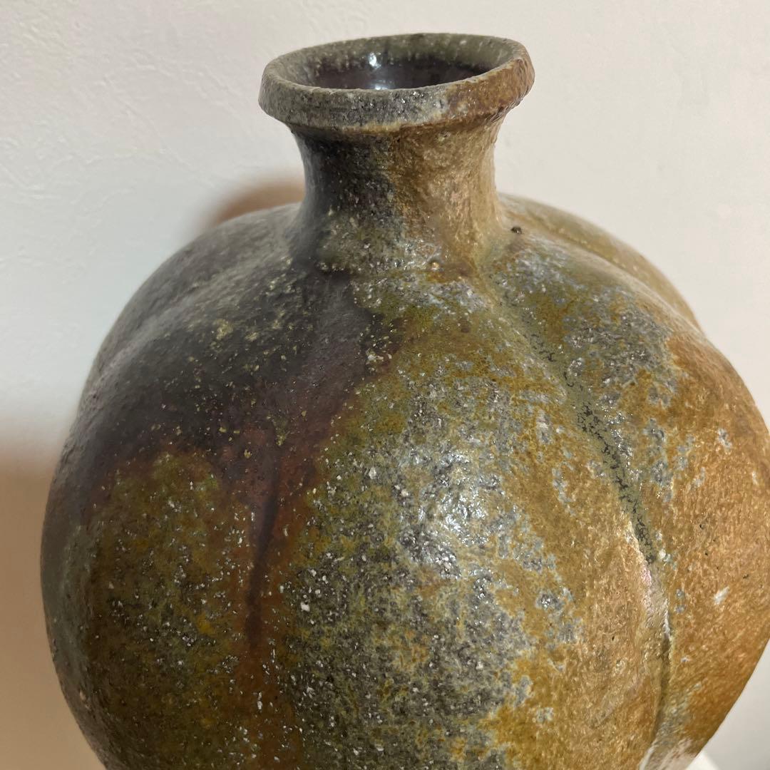 益子焼　松崎健　灰被窯変　花器