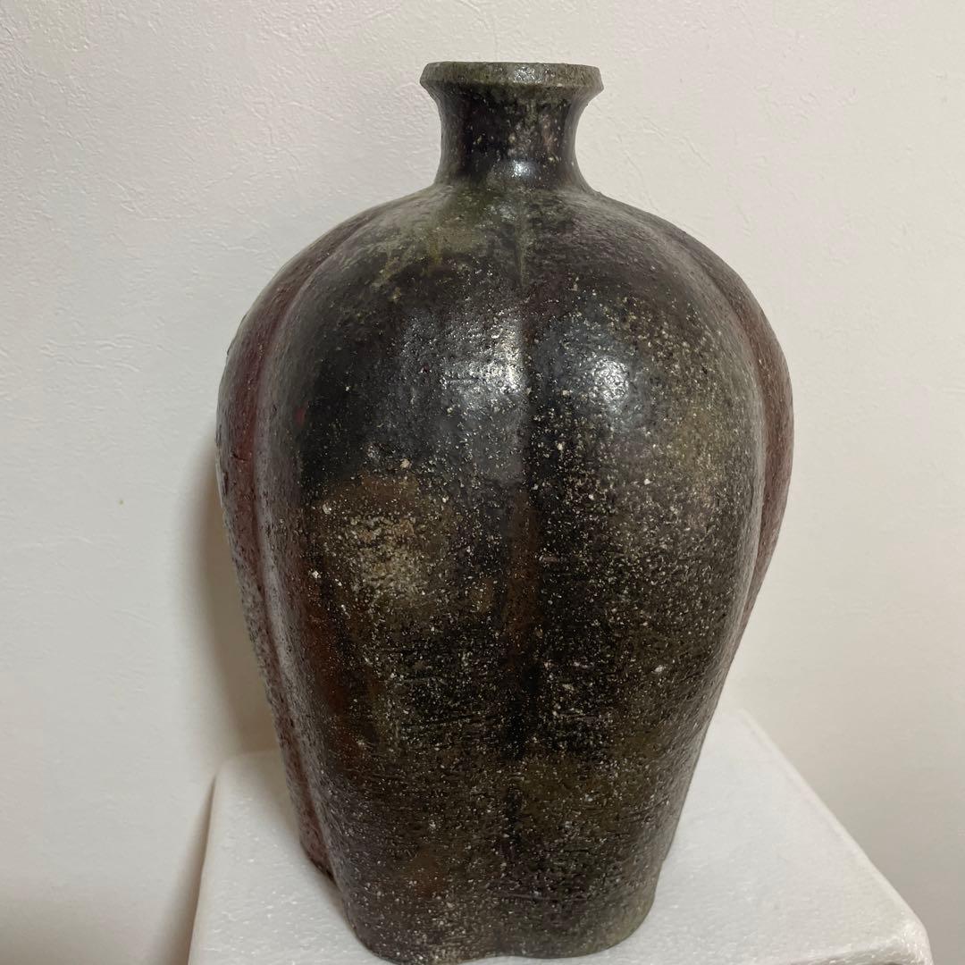 益子焼　松崎健　灰被窯変　花器