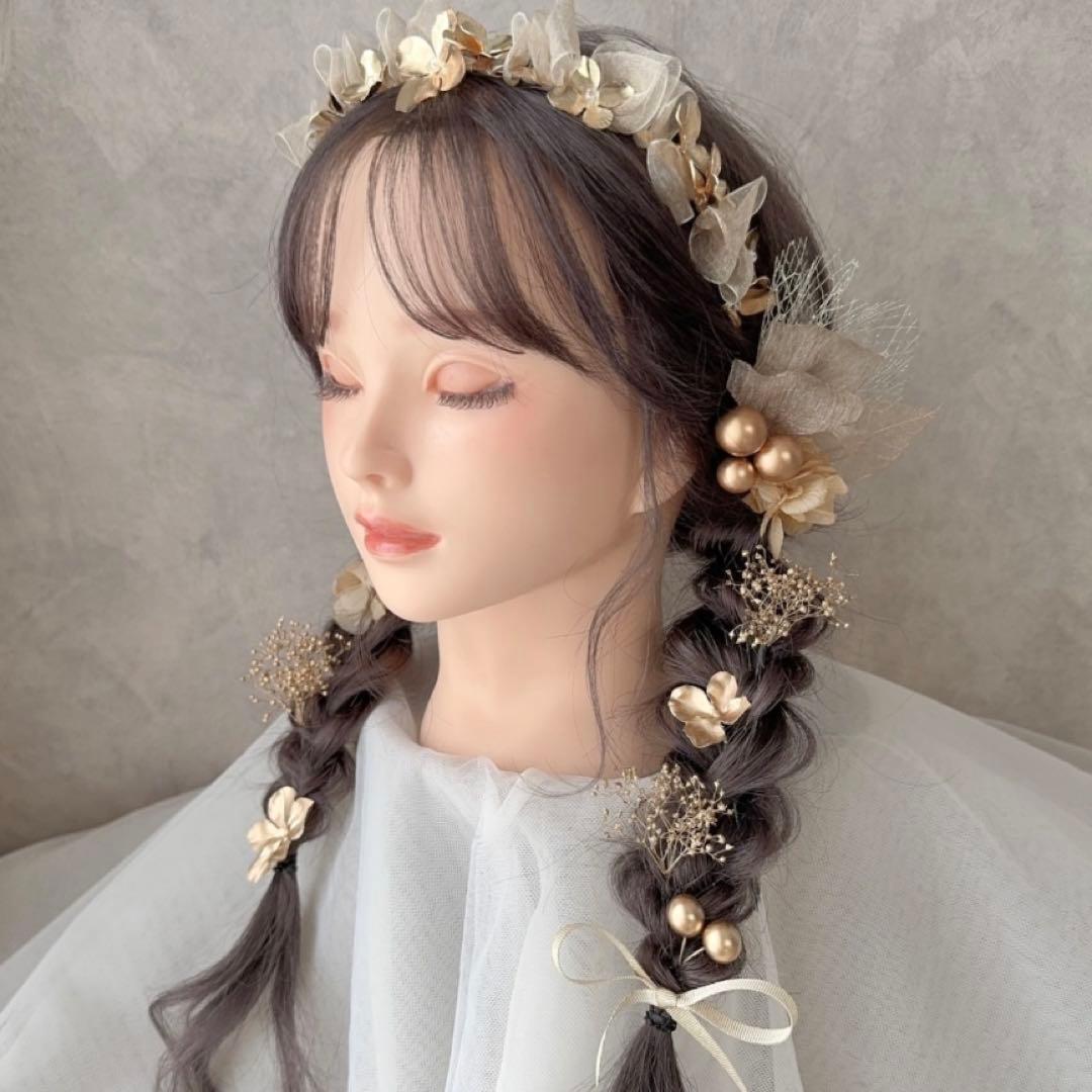 curumu 髪飾り カチューシャ 花冠 パール 成人式 卒業式