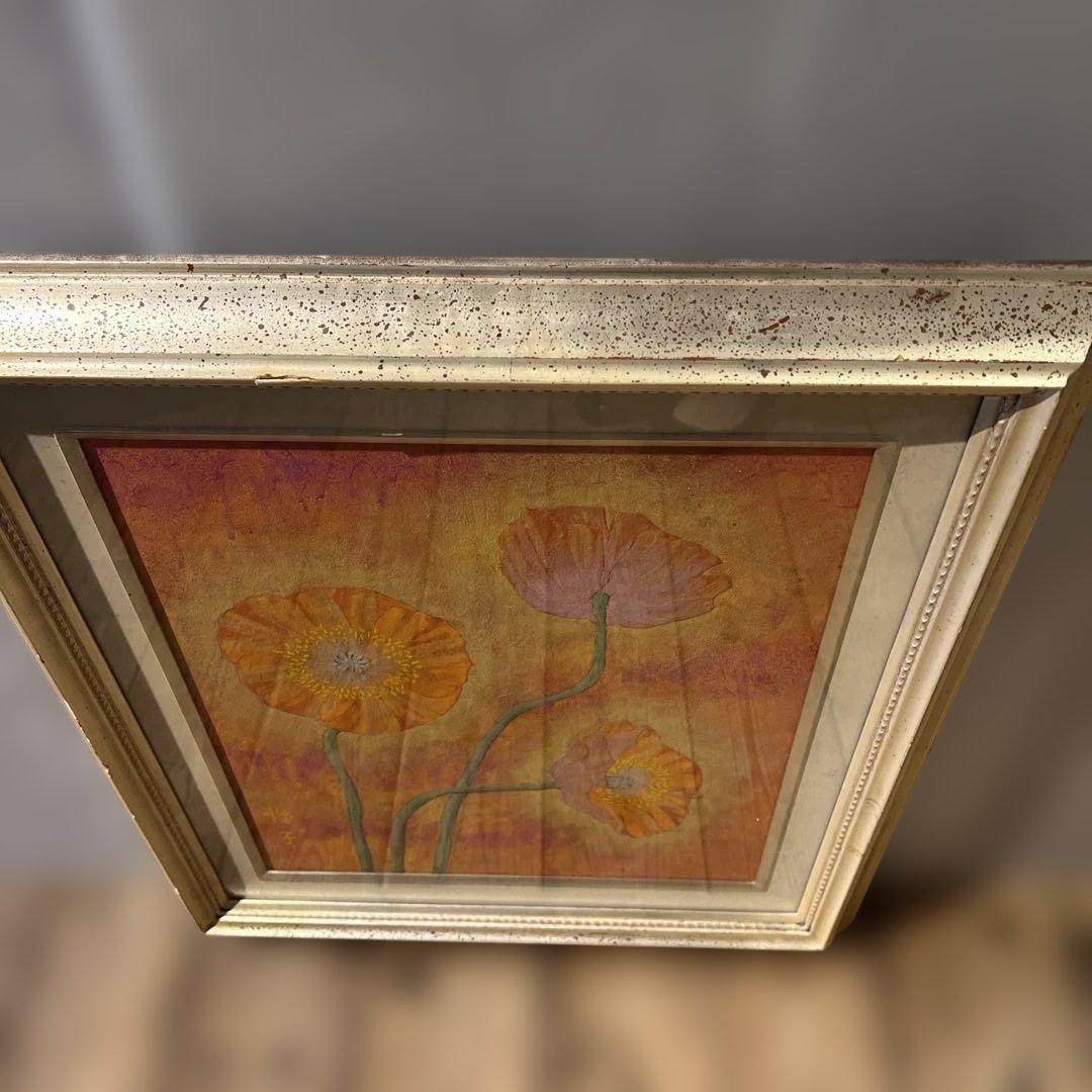 「ポピー」 額装 悦子 額縁入り 水彩画　壁掛け　インテリア　コレクション