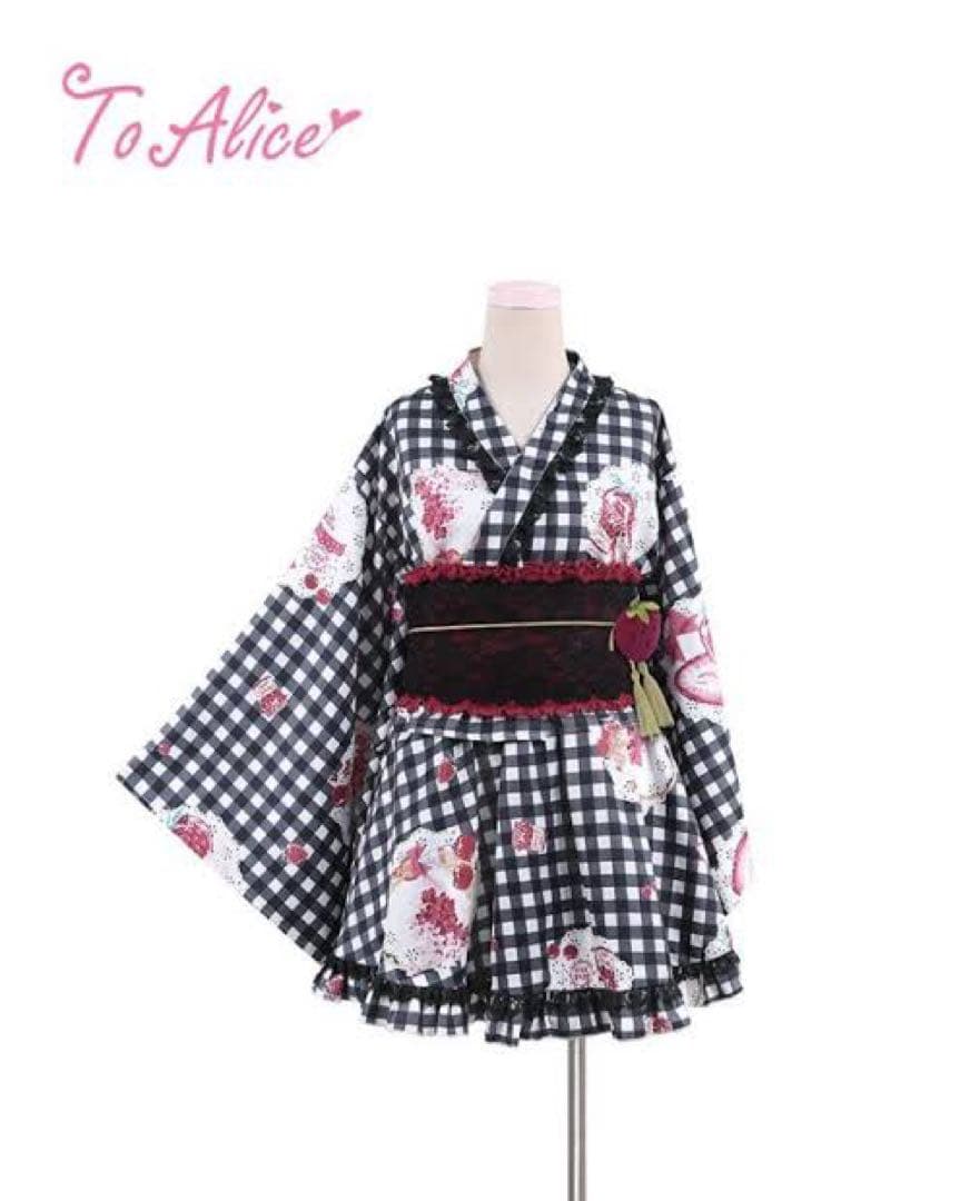 To Alice 浴衣ドレス チェック柄 黒 Mサイズ