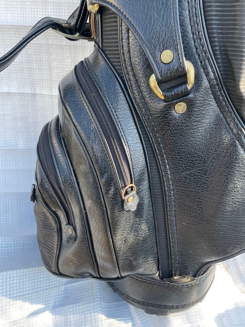 黒 合成皮革 スタンドゴルフバッグ