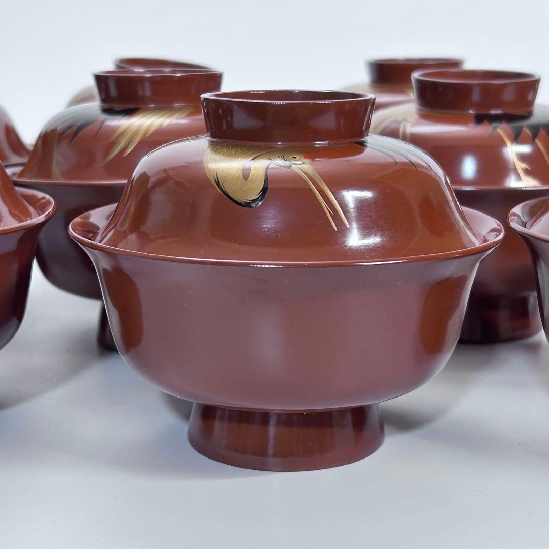 輪島塗 金蒔絵 松鶴 汁椀 吸物椀 10客 漆器