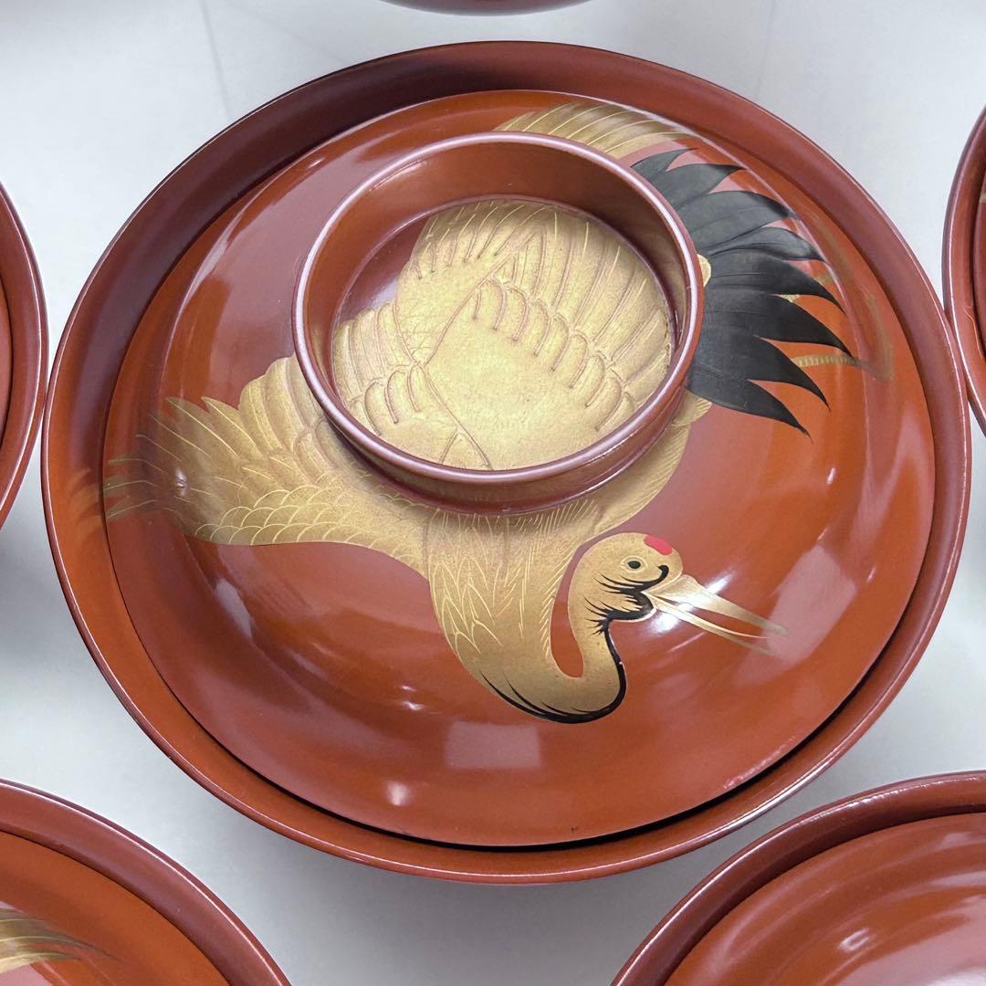 輪島塗 金蒔絵 松鶴 汁椀 吸物椀 10客 漆器