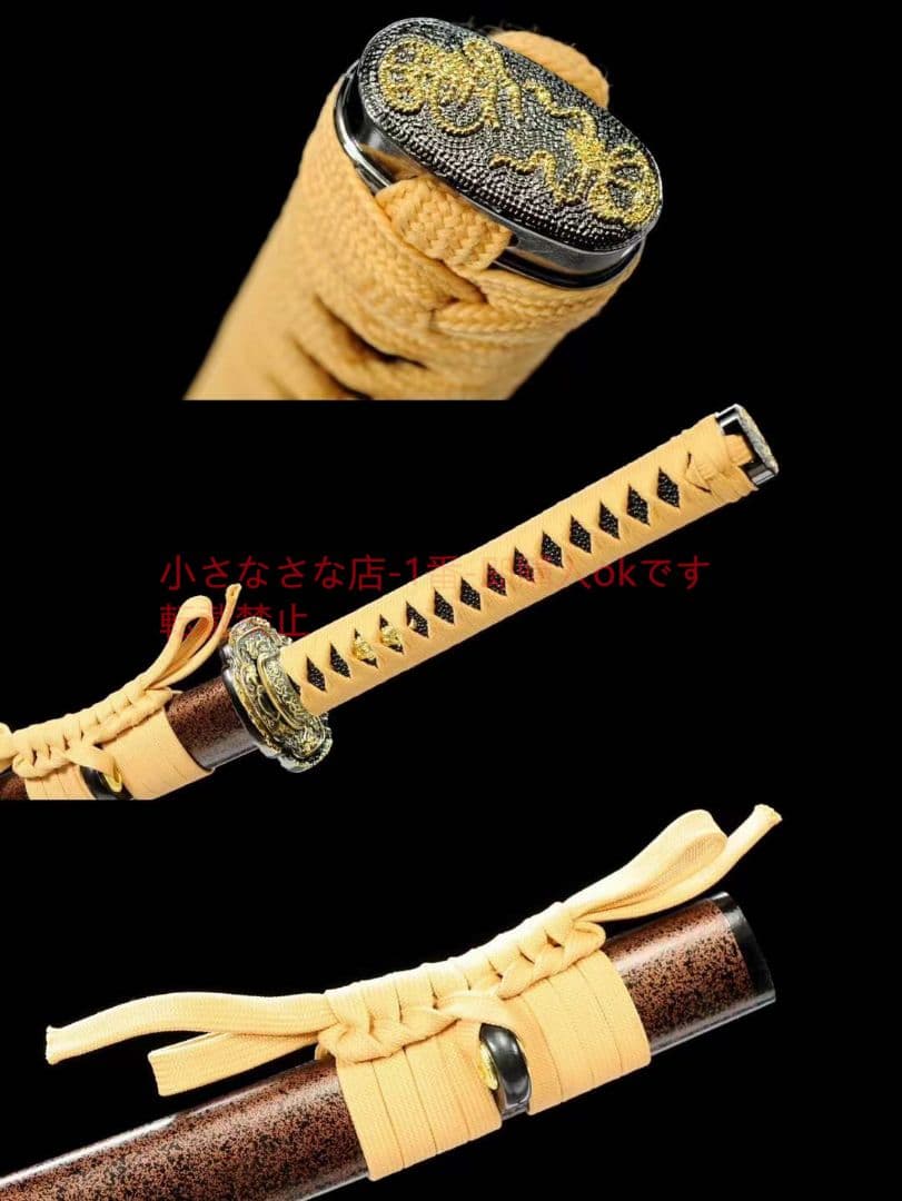 ダマスカス発赤武者刀【千秋】  古兵器 武具 刀装具 日本刀 模造刀 居合刀