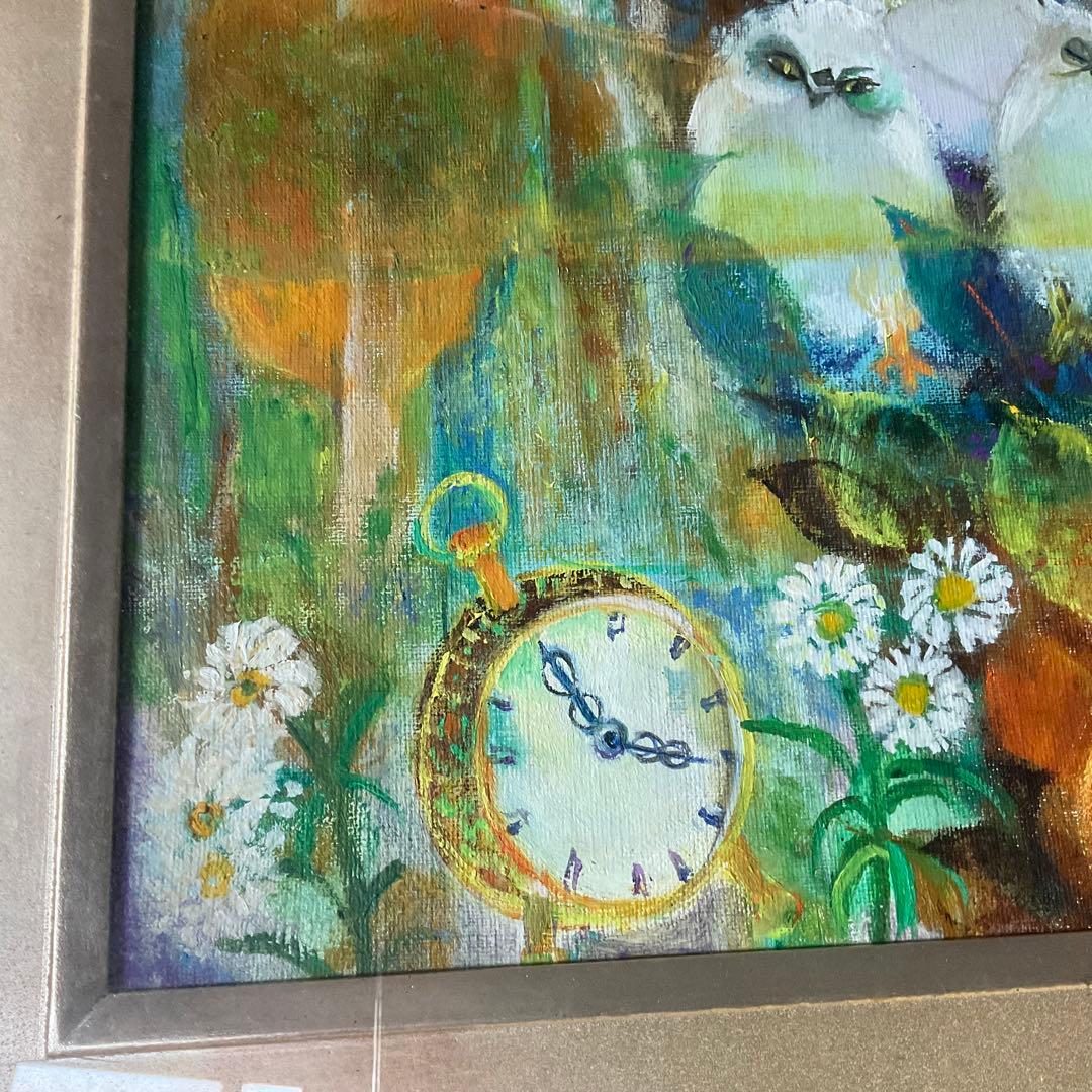 真作 油彩 郡 慧子 きょうだい 一陽会会員 現代童画会常任委員 文部大臣賞