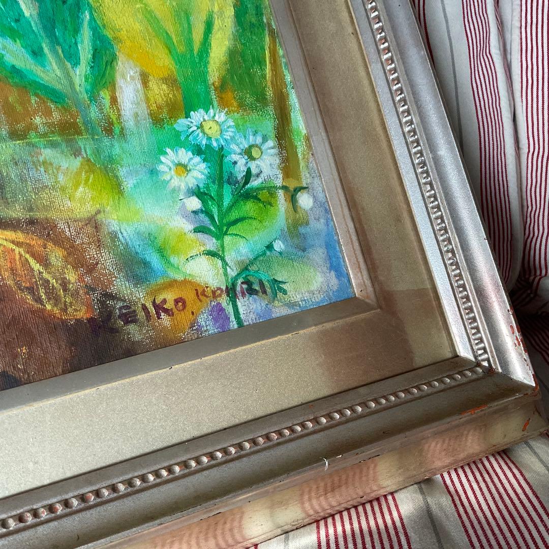 真作 油彩 郡 慧子 きょうだい 一陽会会員 現代童画会常任委員 文部大臣賞