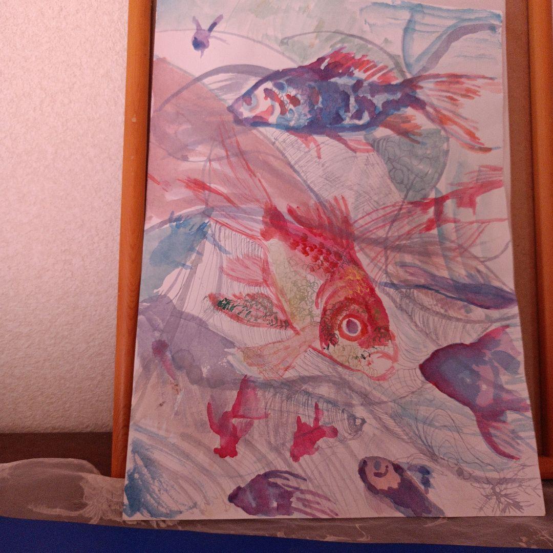 金魚 水彩画 A4サイズ