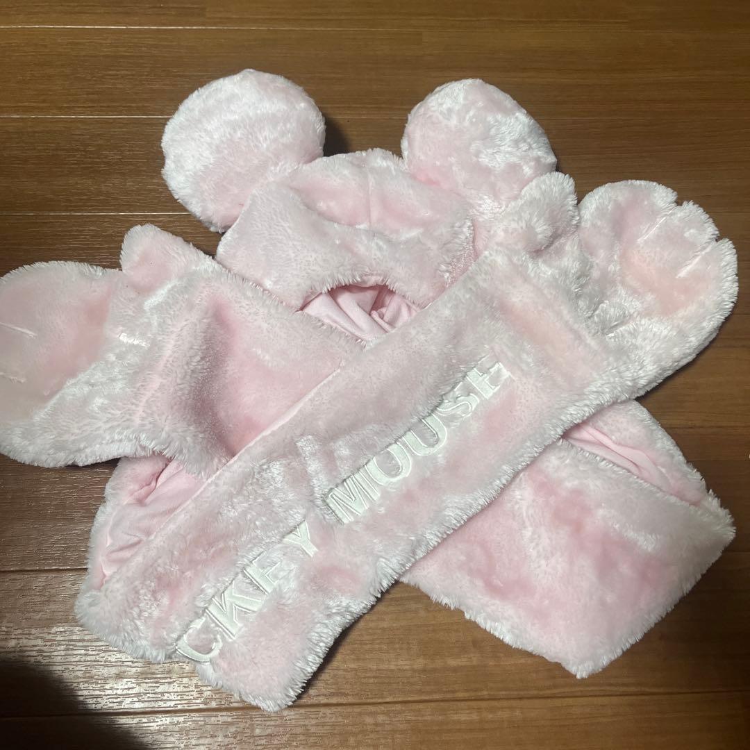 ミニーちゃん　マフラーファンキャップ マフラーキャップ ピンク ミッキー